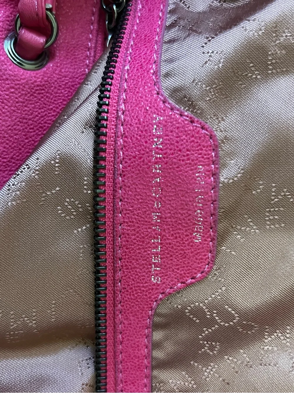 Stella McCartney Vibrant Hot Pink Chain-Trim Backpack